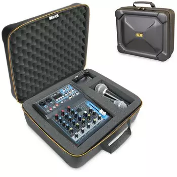 Чехол для аудиомикшера USA Gear - сумка для аудио микшера DJ Настраиваемая внутренняя часть из пеноматериала и прочный внешний вид Совместимость с диджейским оборудованием, таким как микшер Yamaha Mg06X,