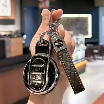 Чехол для автомобильного брелока с брелком из искусственной кожи для BMW MINI Cooper F54 Clubman F55 F56 F57 F60 Countryman 3 кнопки, смарт-ключ чёрный