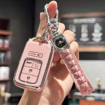 Чехол для автомобильного брелока с ремешком из искусственной кожи для Honda Accord Civic CRV Pilot Odyssey, смарт-брелок для ключей чёрный