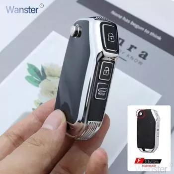 Чехол для автомобильного ключа-брелока с 3 кнопками, серебристый, для KIA Ceed CD Sportage R Stinger GT Sorento Cerato Forte SELTOS 2019, аксессуары