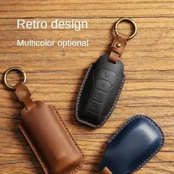Чехол для автомобильного ключа, чехол для смарт-ключа с дистанционным управлением для BYD Tang DM 2018, сумка для ключей, автомобильные аксессуары, брелок, чехлы для ключей коричневый