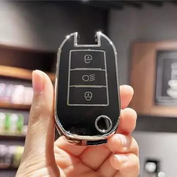 Чехол для автомобильного ключа, держатель для брелока Peugeot 208 308 408 508 2008 3008 4008 для Citroen C4 Cactus Picasso C4L C5 C5 чёрный