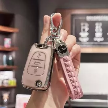 Чехол для автомобильного ключа, держатель для ключей с кожаным шнурком для ключей для Hyundai i10 i20 ix20 i30 ix35 для Kia Ceed Soul Sportage Venga розовый