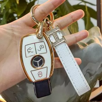 Чехол для автомобильного ключа Diamond для Mercedes-Benz S-Class, C200L, A180, GLA200, GLC260, GLk300 и CLA. Single Shell слоновая кость/белый