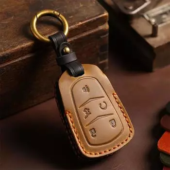 Чехол для автомобильного ключа для Cadillac ATS CT6 CTS DTS XT5 Escalade ESV SRX STS XTS ELR 2014 - 2018 кожаный чехол чёрный