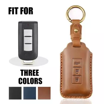 Чехол для автомобильного ключа для Mitsubishi Pajero Outlander, кожаный чехол ручной работы коричневый