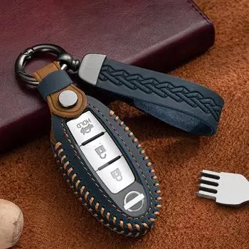 Чехол для автомобильного ключа для Nissan Leaf Micra Qashqai J11 J10 X Trail T32 Versa Note Patrol Key Fob Cover Accessories синий