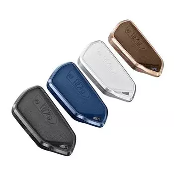 Чехол для автомобильного ключа из алюминиевого сплава и кожи для VW Golf 8 MK8 Teramont ID.3 ID.4 ID.5 Skoda Enyaq iV Octavia Seat Leon Key Fob чёрный