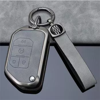 Чехол для автомобильного ключа из цинкового сплава и кожи для Jeep Gladiator JT Sahara JLU Wrangler JL Rubicon 2018 2019 2 3 4 кнопки с дистанционным управлением серый