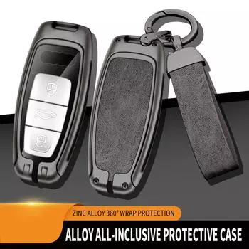Чехол для автомобильного ключа из цинкового сплава и кожи, защитная оболочка для A3 A4 A5 A7 A6 C8 Q8 Q7 Q5 Q4 Q3 E-tron, аксессуары для автомобильного ключа синий