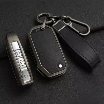 Чехол для автомобильного ключа из цинкового сплава и кожи для KIA Ceed 2025 CD Forte 2018 2019 2021 Cerato 2019 K3 Gt Seltos Sportage 2020 Sorento чёрный