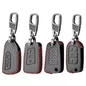 Чехол для автомобильного ключа из искусственной кожи для Volkswagen VW Polo Golf 7 Passat Tiguan Beetle Caddy T5 Up Eos Skoda Octavia Seat Leon Altea чёрный