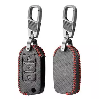 Чехол для автомобильного ключа из искусственной кожи для Volkswagen VW Polo Golf Passat Tiguan Beetle Caddy T5 Up Eos Skoda Octavia Seat Leon Altea чёрный