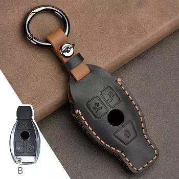 Чехол для автомобильного ключа из натуральной кожи для Mercedes Benz ABCS Class AMG GLA CLA GLC W176 W221 W204 W205, сумка для аксессуаров, брелок