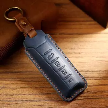Чехол для автомобильного ключа из натуральной кожи для Great Wall Weipai WEY Tank VV5/ Mocha VV6/First Love VV7. чёрный