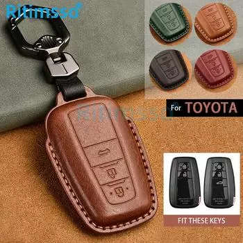 Чехол для автомобильного ключа из натуральной кожи для Toyota Camry Prius Corol C-HR CHR RAV4 Avalon nd Cruiser Prado с дистанционным управлением