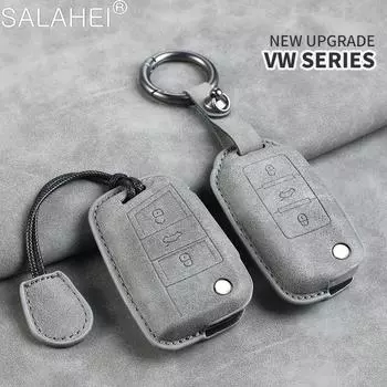 Чехол для автомобильного ключа из овчины, брелок для VW Volkswagen Polo Tiguan Passat Golf MK Jetta Skoda Kodiaq Superb Octavia Seat