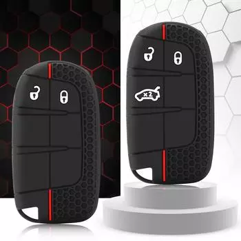 Чехол для автомобильного ключа из силиконовой резины для Jeep Grand Cherokee Wrangler Renegade Compass для Chrysler300c для ключа Fiat Wyatt чёрный