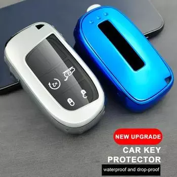 Чехол для автомобильного ключа из ТПУ, водонепроницаемый пылезащитный портативный автомобильный чехол для ключей, защитная оболочка, автоаксессуары для Jeep для Fiat синий