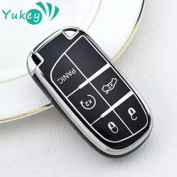 Чехол для автомобильного ключа из ТПУ с 5 кнопками, чехол для Jeep Renegade Compass Grand Cherokee Chrysler 300C Wrangler Dodge Ram Charger Challenger чёрный