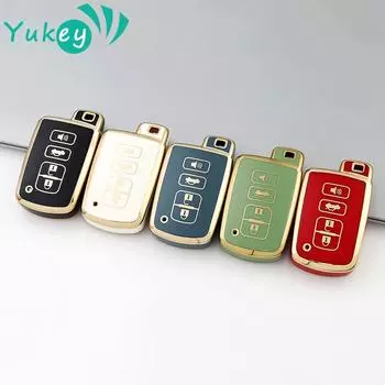 Чехол для автомобильного ключа из ТПУ для Toyota RAV4 Camry Prius CHR Aygo Corolla Yaris Land Cruiser Highlander Prado Auris Avalon 2015 чёрный