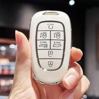 Чехол для автомобильного ключа из ТПУ, чехол-оболочка для ключа Hyundai, чехол-брелок, 7 кнопок, защита на 360 градусов, автомобиль чёрный