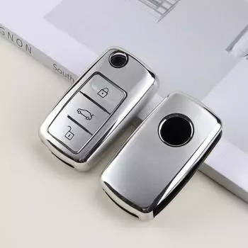 Чехол для автомобильного ключа из ТПУ, чехол-брелок для VW Volkswagen Polo Tiguan Passat Golf MK Jetta для Skoda Kodiaq Superb Octavia, аксессуары серебряный