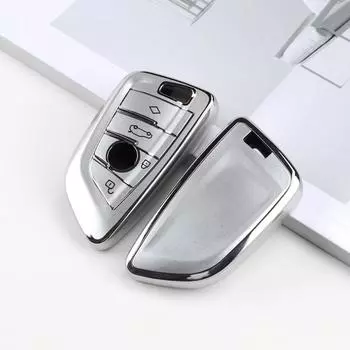 Чехол для автомобильного ключа из ТПУ, держатель для брелока для BMW X3 X5 X6 F30 F34 F10 F20 G20 G30 G01 G02 G05 F15 F16 1 3 5 7 серии Аксессуары серебряный