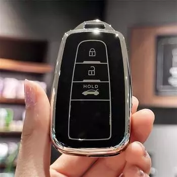 Чехол для автомобильного ключа из ТПУ с полным покрытием для Toyota Prius Camry Corolla CHR C-HR RAV4 Land Cruiser Prado Брелок Аксессуары чёрный