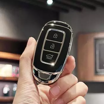 Чехол для автомобильного ключа из ТПУ с полным покрытием, чехол для брелока для Hyundai Santa I30 IX35 Encino KONA Solaris Azera Grandeur Elantra Accent Fe чёрный