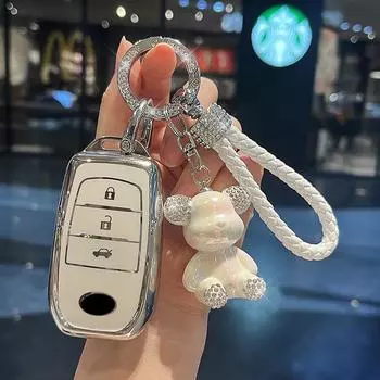 Чехол для автомобильного ключа из ТПУ, брелок для Toyota Prado Camry C-HR Rav4 Highlander Auris Prius Land Cruiser 200 Crown 3 кнопки, брелок