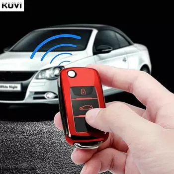 Чехол для автомобильного ключа из ТПУ, чехол-брелок для Volkswagen VW Polo Golf Passat Tiguan Beetle Caddy T5 Up Eos Skoda Octavia Seat Leon Altea серебряный