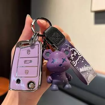 Чехол для автомобильного ключа из ТПУ, защитный чехол для VW Volkswagen Passat Tiguan Polo Beetle Golf Caddy Skoda Octavia Kodiaq Seat Leon