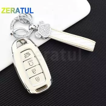 Чехол для автомобильного ключа из ТПУ с 3/4/5 кнопками, брелок для ключей для Hyundai KONA Encino Solaris Azera Grandeur Ig Accent i30 Ix35 Santa Fe Palisade