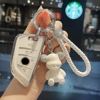 Чехол для автомобильного ключа из ТПУ с брелоком для ключей для BMW 1 3 5 7 серии X1 X3 X5 X6 F10 F11 F15 F16 F20 F25 F30 G01 G02 M2 M3 M4