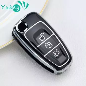 Чехол для автомобильного ключа из ТПУ для Ford Ranger C-Max S-Max Focus Galaxy Mondeo Transit Tourneo Custom Auto Key Holder чёрный