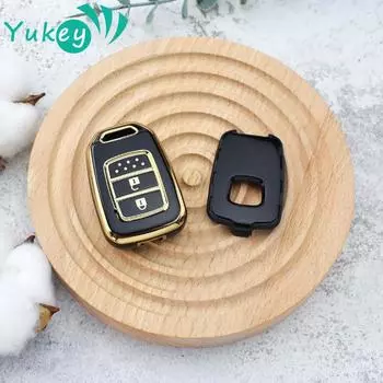 Чехол для автомобильного ключа из ТПУ с 2 кнопками для Honda Accord CIVIC CRV Jazz HR-V HRV 2013 2014 2015 2016, чехол для дистанционного ключа чёрный