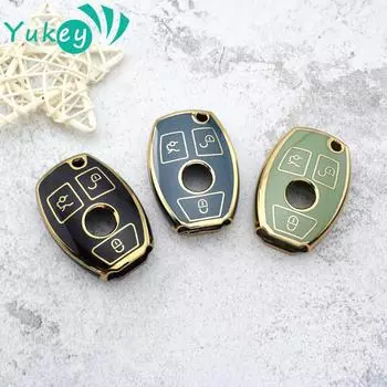 Чехол для автомобильного ключа из ТПУ с 3 кнопками, чехол-брелок для Mercedes Benz ABCEG Class C200 C300 E350 W205 E260L GLK A45 AMG BGA аксессуары чёрный