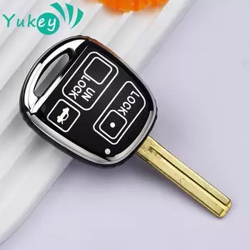 Чехол для автомобильного ключа из ТПУ с 3 кнопками для Toyota FJ Cruiser Land 2008-2014 Yaris Echo для Lexus ES GS LS IS RX SC LX RX400h чёрный