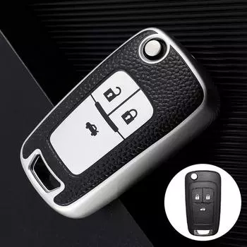 Чехол для автомобильного ключа из ТПУ кожи с 3/4 кнопками для Chevrolet Cruze Aveo Camaro Epica Lova Sail Spark Opel Astra Corsa 3 Button серебряный