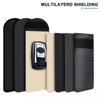 Чехол для автомобильного ключа из углеродного волокна, мини-чехол для блокировки сигнала автомобильного ключа, сумка для защиты от кражи и сканирования, блокирующая Rfid