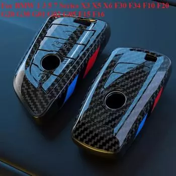 Чехол для автомобильного ключа из углеродного волокна ABS, чехол-брелок для BMW X3 X5 X6 F30 F34 F10 F20 G20 G30 G01 G02 G05 F15 F16 1 3 5 7 серии