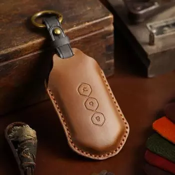 Чехол для автомобильного ключа ручной работы из кожи Wuling Crazy Horse коричневый