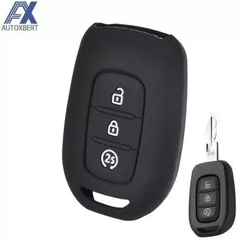 Чехол для автомобильного ключа с 3 кнопками для Renault Duster Sandero Kwid Logan Clio Captur Laguna Scenic 2016-2018 чёрный
