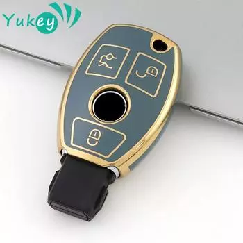 Чехол для автомобильного ключа с 3 кнопками из ТПУ для Mercedes Benz W204 W205 W212 W213 W176 W177 W219 ABCES Class GLC CLA AMG чёрный