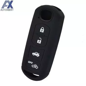 Чехол для автомобильного ключа с 4 кнопками для MAZDA 2 3 5 6 CX-5 CX-7 CX-9 Miata MX-5 Axela чёрный