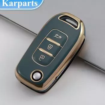 Чехол для автомобильного ключа с золотыми краями, чехол-брелок для Renault Kadjar Captur Megane 3, символ, Logan 2 Sandero 2, Dacia Duster, аксессуары для ключей
