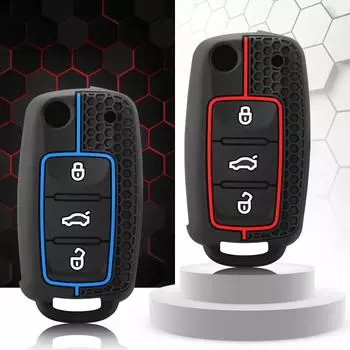 Чехол для автомобильного ключа силиконовый чехол для Volkswagen VW Polo Golf Passat Tiguan Beetle Caddy T5 Up Eos Skoda Octavia Seat Leon Altea красный
