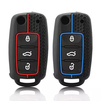Чехол для автомобильного ключа силиконовый чехол для Volkswagen VW Polo Golf Passat Tiguan Beetle Caddy T5 Up Eos Skoda Octavia Seat Leon Altea красный