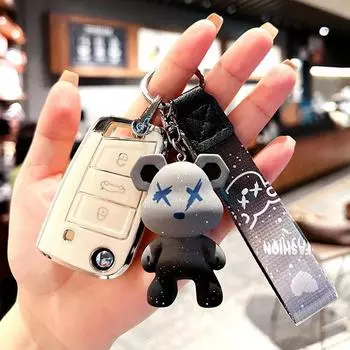 Чехол для автомобильного ключа Volkswagen для Sagitar, Lavida, Tiguan, Bora, Polo и других — защитная пряжка-ракушка. Volkswagen B-type single shell серо голубой